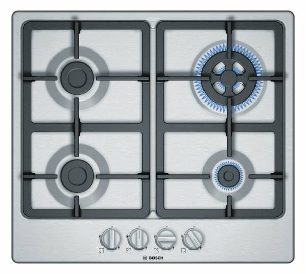 Bosch PGH6B5B90 Table de cuisson à gaz série 4 60 cm - acier inoxydable