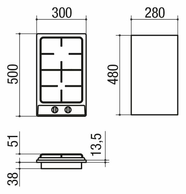 Cuisinière à gaz Jollynox 1PVG2 Vega Domino cm. 30 - acier inoxydable- Nouveau- Nouveau