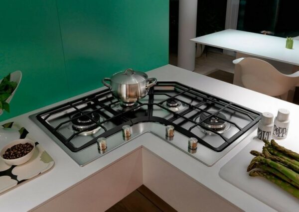 Franke FHNE COR 4 3G TC XS C Neptune Angolo table de cuisson à gaz d'angle cm. 83 x 83 – acier inoxydable satiné- Nouveau- Nouveau