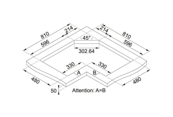 Franke FHNE COR 4 3G TC XS C Neptune Angolo table de cuisson à gaz d'angle cm. 83 x 83 – acier inoxydable satiné- Nouveau- Nouveau