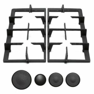 Glem GRGH66 Kit 2 grilles + 4 couvercles de brûleurs en fonte pour table de cuisson 60x60 cm - noir mat