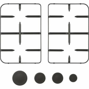 Glem GRP1465 Kit 2 grilles + 4 couvercles brûleurs pour table de cuisson 60x50cm - noir mat