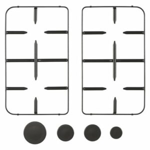 Glem GRP1466 Kit 2 grilles + 4 couvercles brûleurs pour table de cuisson 60x60cm - noir mat