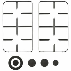 Glem GRP1466T Kit 2 grilles + 4 couvercles brûleurs pour table de cuisson 60x60cm - noir mat