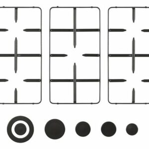 Glem GRP1486 Kit 3 grilles + 5 couvercles brûleurs pour table de cuisson 80x60cm - noir mat