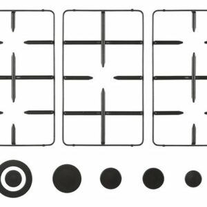 Glem GRP1496 Kit 3 grilles + 5 couvercles brûleurs pour table de cuisson 90x60cm - noir mat