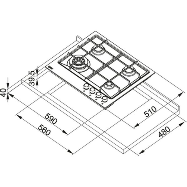 Table de cuisson à gaz Franke FHNE 604 3G TC XS C Neptune 600 cm. 60 – acier inoxydable satiné- Nouveau- Nouveau – Image 9